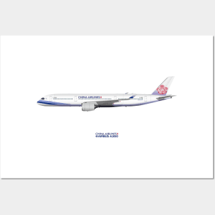 Illustration of China Airlines Airbus A350 Posters and Art